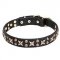 1 1/5 inch (30 mm) Leather Dog Collar "Vintage Legacy" with Old-Fashioned Stars and Studs