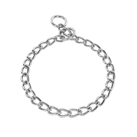 Chrome Plated Short Link Chain Collar with Round Chain - 4.0 mm