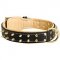 Nappa Leather Padded Spiked Dog Collar for Walking and Training