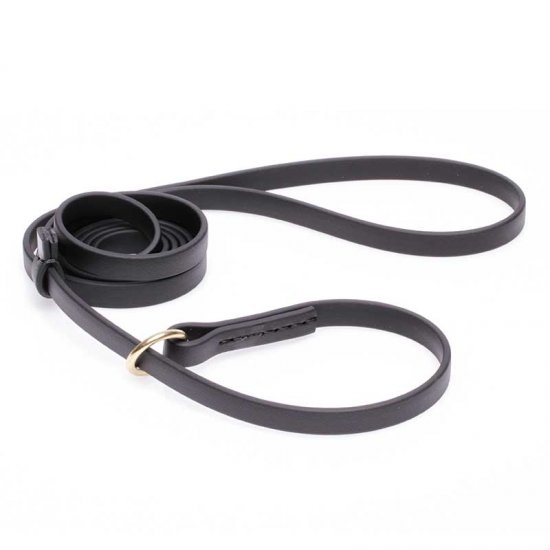 Black Biothane dog Leash and Collar Combo