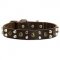 Leather Dog Collar with Studs and Pyramids