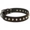 Fashion Leather Dog Collar with Nickel Pyramids for Daily Walks