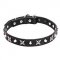 "Blazing Stars" 1 inch (25 mm) Leather Dog Collar with Nickel Plated Stars and Pyramids