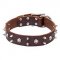 Leather Dog Collar Decorated with Skulls and Spikes "Blackbeard "