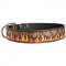 Designer Leather Dog Collar for Walking and Training Painted in Flames