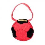 Colorful French Linen Dog Bite Tug with Handle - 'Soccer Fan'