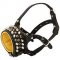 Studded Nappa Leather Padded Dog Muzzle