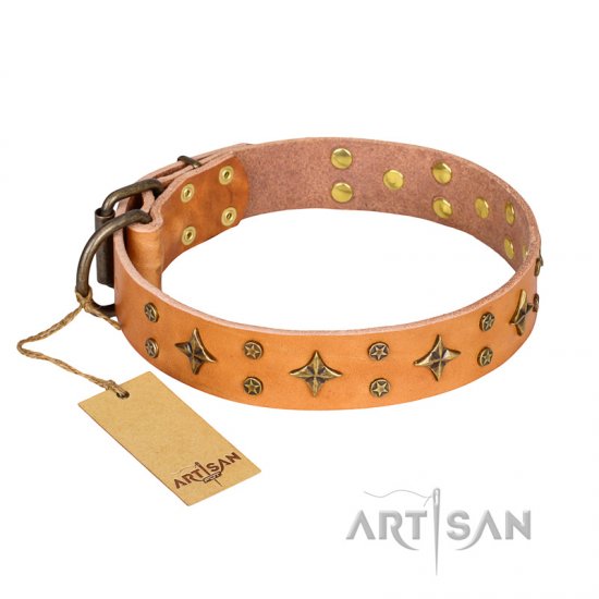 'Top-Flight' FDT Artisan Perfect Tan Leather Dog Collar