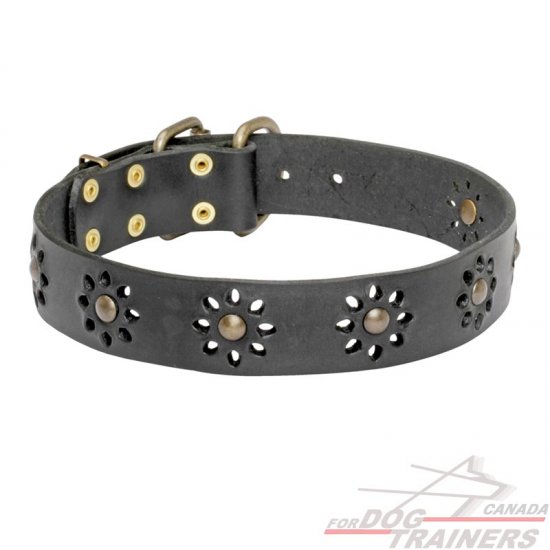 "Spring mood" Leather Dog Collar - Click Image to Close