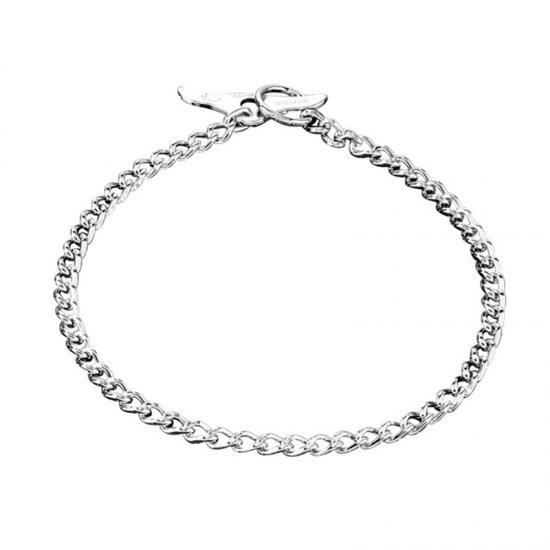 Chrome Plated Short Link Dog Collar with Round Links and Toggle - 2.0 mm - Herm Sprenger