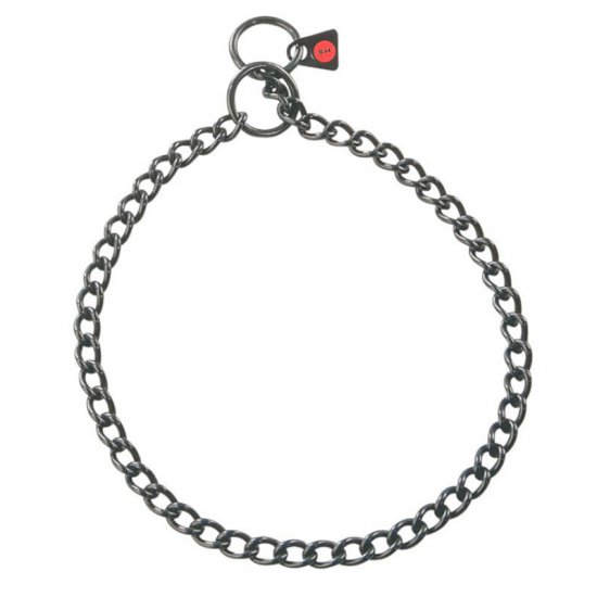 Black Stainless Steel Short Link Chain Collar with Round Chain - 2.5 mm
