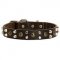 Elegant Leather Dog Collar with Studs and Pyramids