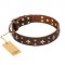 'High Fashion' FDT Artisan Embellished Brown Leather Dog Collar