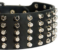 Leather Dog Collar With Decoration Of Shiny Pyramids