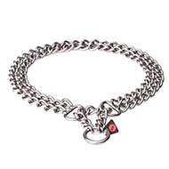 Brushed Stainless Steel Dog Collar with 1/9 inch (3 mm) link diameter - "Double Chain"