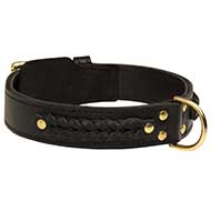 Get now Wide Leather 2 Ply Braided Walking Dog Collar