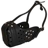Adjustable Leather Agitation Training Dog Muzzle