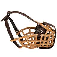 Adjustable Leather Basket Dog Muzzle for Agitation Training / Police Work