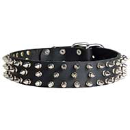 Fashion Leather Dog Collar wth Nickel Spikes for Everyday Walking