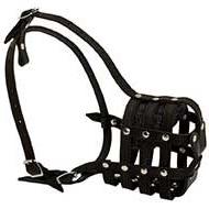Leather Mesh Dog Basket Muzzle with Padded Nose Area