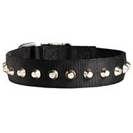 Fashion Nylon Dog Collar with Nickel Pyramids for Everyday Walking