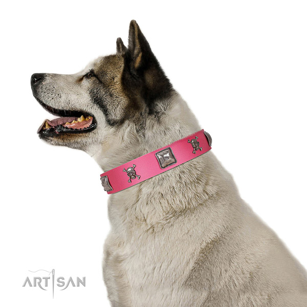 High quality natural leather dog collar for your stylish canine
