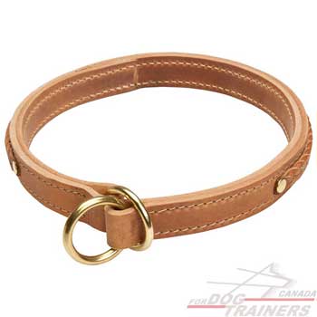 Choke Dog Collar Leather with Solid Stitched O-rings