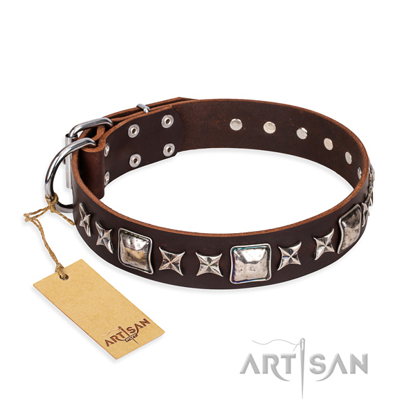 Extraordinary full grain natural leather dog collar for handy use