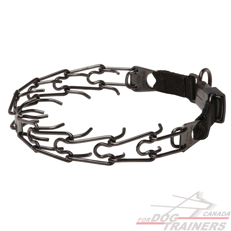 Black Stainless Steel Dog Pinch Collar 1/8 inch (3.2 mm) link diameter Get Dog Pinch Collar