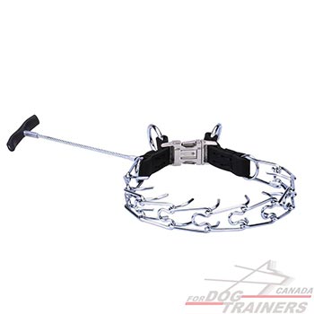  Dog Pinch Collar with Long Metal Handle