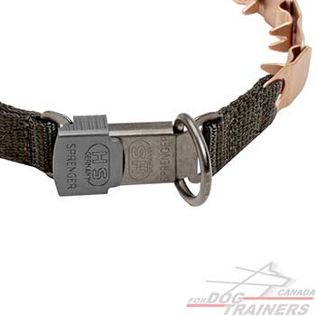 Dog collar neck tech with quick release buckle  