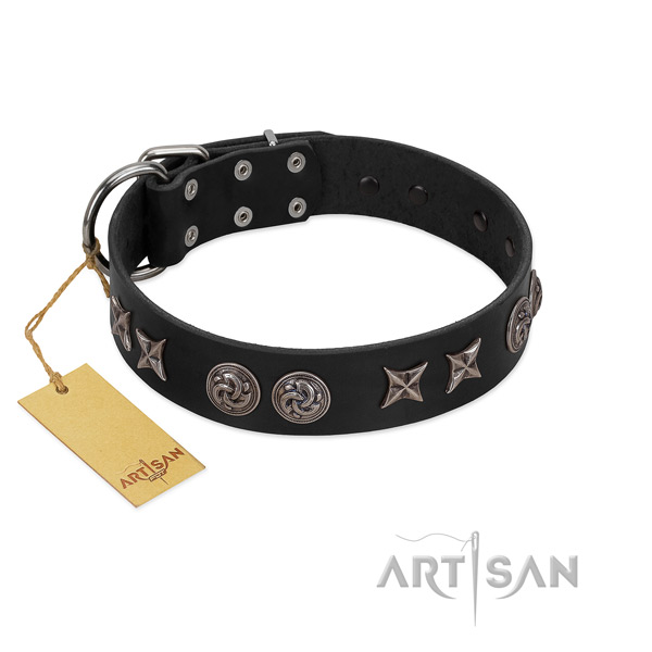 Inimitable full grain leather dog collar for comfortable wearing