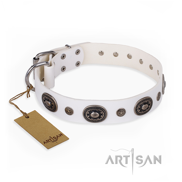Soft to touch full grain genuine leather collar crafted for your four-legged friend