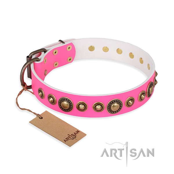 Top rate full grain genuine leather collar handmade for your pet