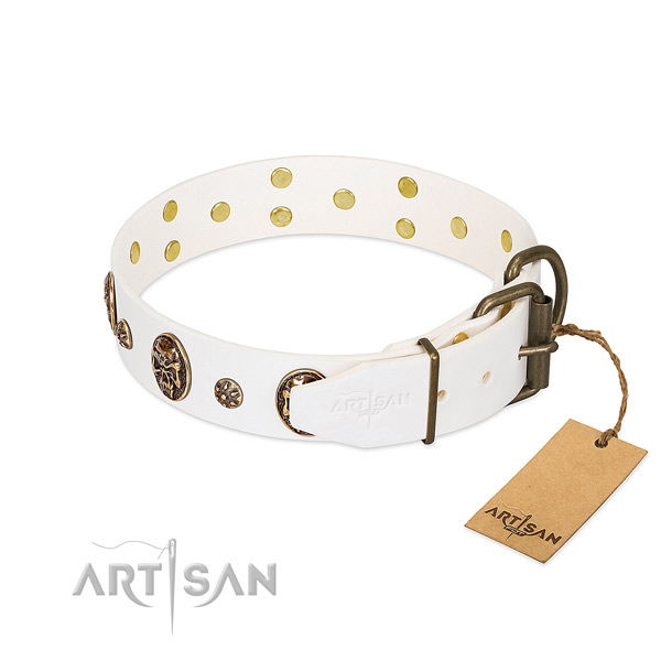 Rust resistant hardware on leather dog collar for your pet