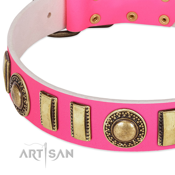 Reliable full grain genuine leather dog collar for your beautiful dog