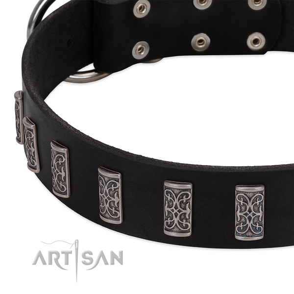 Awesome genuine leather collar for your dog stylish walks