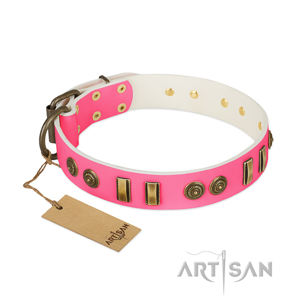 Designer genuine leather collar for your four-legged friend