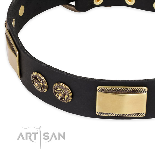 Comfortable genuine leather collar for your attractive doggie