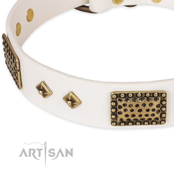 Durable hardware on genuine leather dog collar for your pet