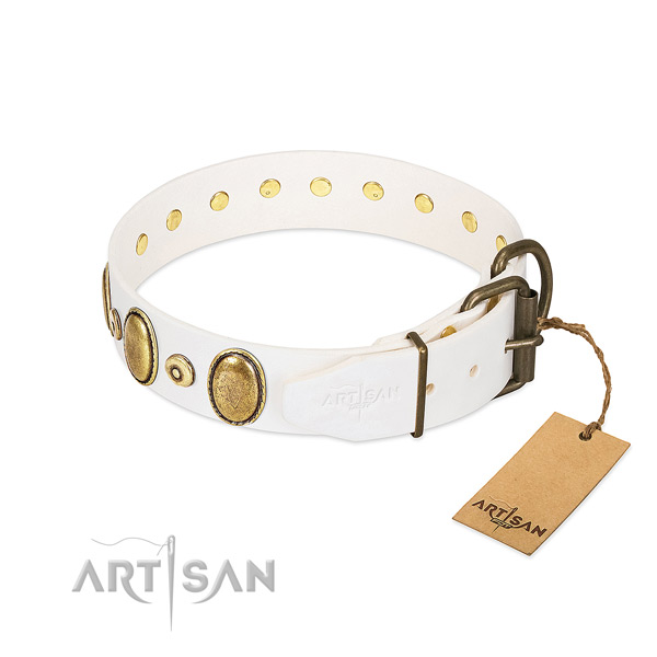 Soft to touch genuine leather collar crafted for your pet