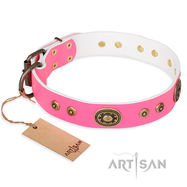 Leather dog collar made of best quality material with corrosion resistant hardware