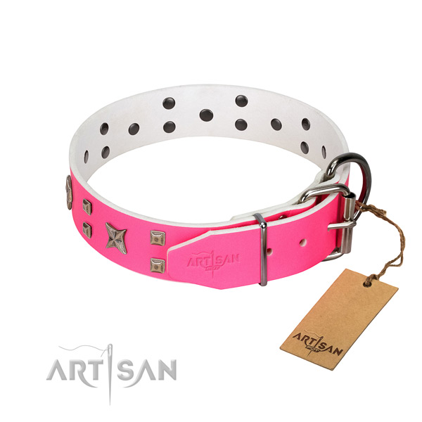 Rust-proof fittings on genuine leather dog collar for your four-legged friend