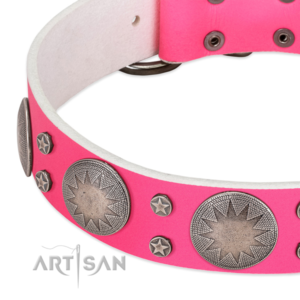 Soft to touch genuine leather dog collar for your stylish canine