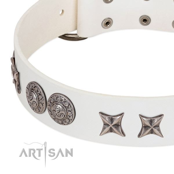 Durable full grain leather dog collar crafted for your four-legged friend