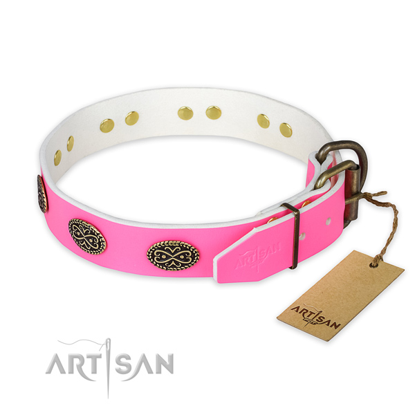 Corrosion proof studs on comfy wearing dog collar