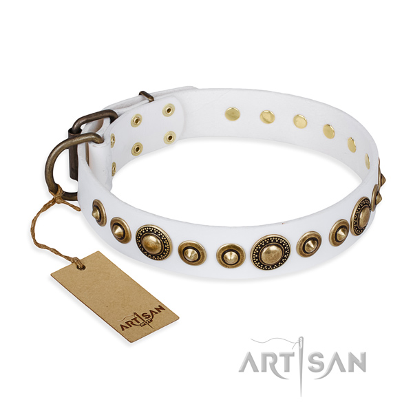 Soft full grain genuine leather collar handmade for your dog