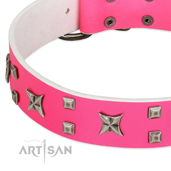 Remarkable genuine leather collar for your doggie stylish walks