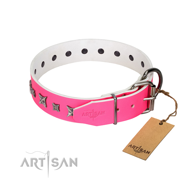 Leather dog collar with designer embellishments
