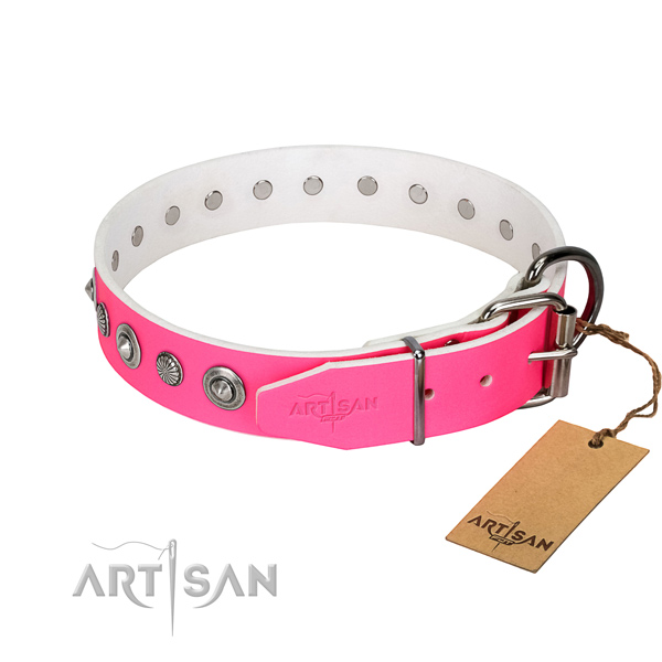 Quality full grain genuine leather dog collar with exceptional studs